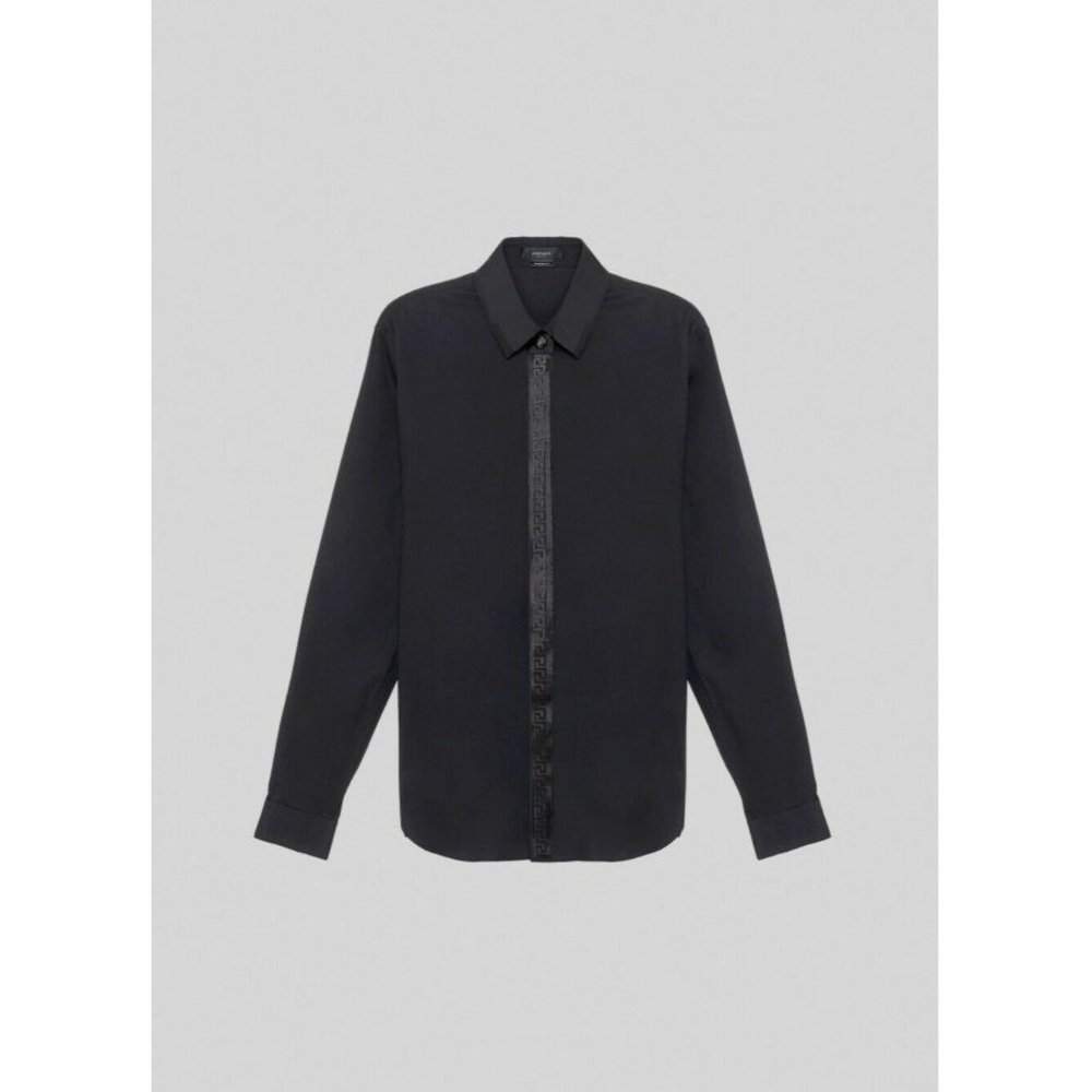 NWT Versace Black Silk Blend Long Sleeve Button Down Shirt Sz S, Eu 36 975$